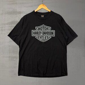 Vintage 90s Harley Davidson Black Flame Tee Shirt Manchester England XL
